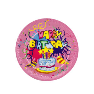 Pink Happy Birthday Cake Disposable Paper Plates