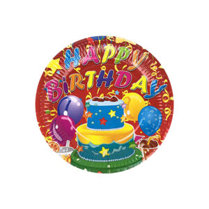 Red Happy Birthday Cake Disposable Paper Plates
