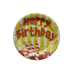 Yellow Happy Birthday Candle Paper Plates