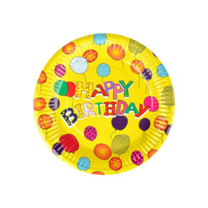 Yellow Happy Birthday Balloons Paper Plates