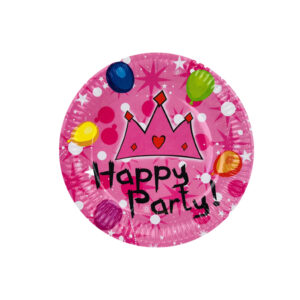 Pink Crown Happy Party Paper Plates