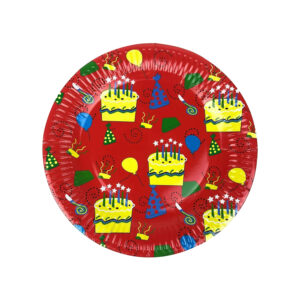 Red Happy Birthday Cake Paper Plates