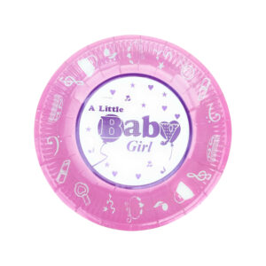 Pink A Little Baby Girl Thick Border Paper Plates