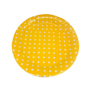 Yellow Disposable Small Polka Dot Paper Plates