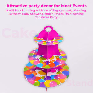 3 Tier Multi Balloon Paper Cupcake Stand | Dessert Stands Holder Cake Candy Donuts Towel Round For Wedding, Birthday Party | Afternoon Tea Cake Stands