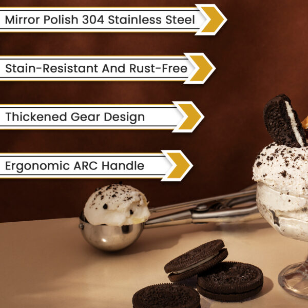 Ice Cream Scoop Ergonmic Handle, Dishwasher Safe – Black 