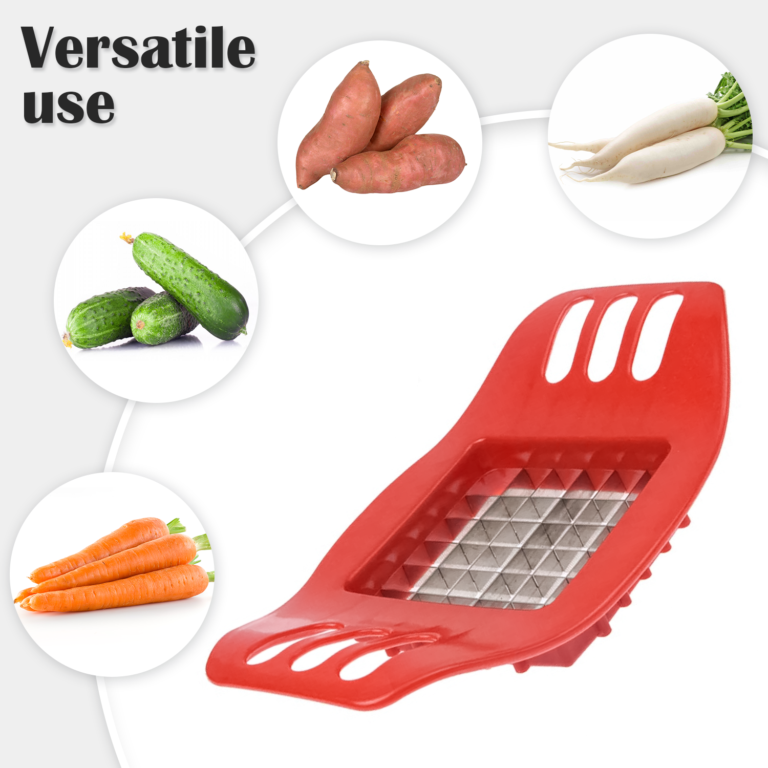 French Fry Cutter Red Stainless Steel Potato Chips Chipper