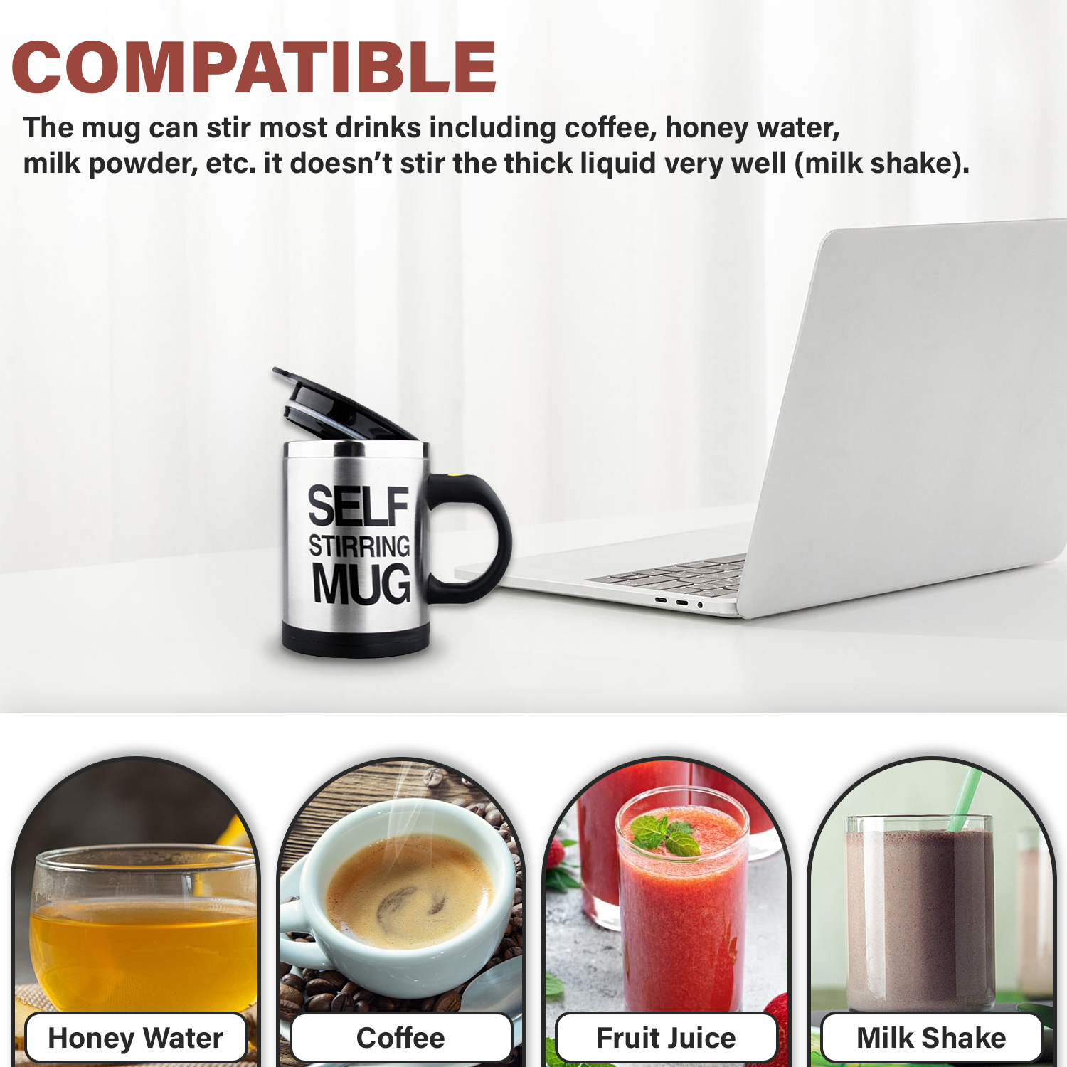 Dark Blue Self Stirring Mug 450ml Coffee Cup Stainless Steel Inner Automatic  Mixing Coffee Tea Hot Chocolate Milk Protein Shake For Home Office Travel