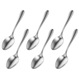 Set of 6 Stainless Steel Teaspoons | Yogurt Dessert Spoon