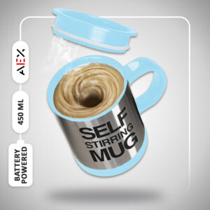 AEX Blue Self Mixing Coffee Cup | Self Mixing Coffee Mug | Automatic Stirring Cup