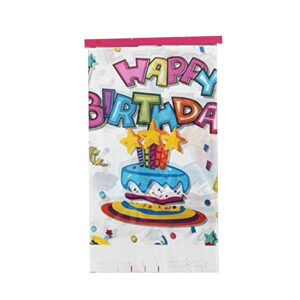 White Happy Birthday Confetti Plastic Table Cover