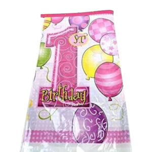 Pink 1st Birthday Plastic Table Cover