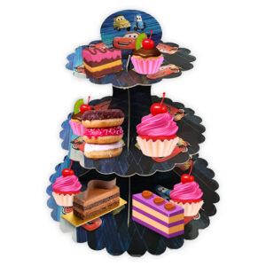 3 Tier Car Paper Cupcake Stand | Cardboard Cupcake Stand | Display Stands For Birthday Picnic Weddings Afternoon Tea Theme Party Decorations