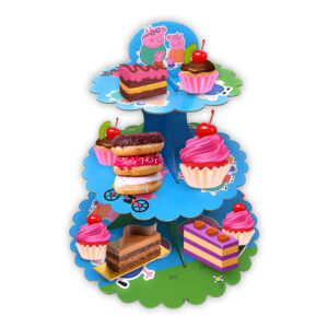 3 Tier Peppa Pig Paper Cupcake Stand | 3 Tier Cupcake Stand Cupcake Holder Tower Stand | Cupcake Display Stand Paper Cardboard Cake Stands