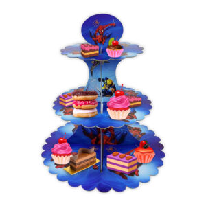 3 Tier Spiderman Paper Cupcake Stand | Cake Stand Cardboard | Display Stands For Birthday Picnic Weddings Afternoon Tea Theme Party Decorations