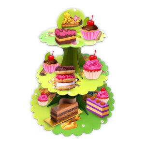3 Tier Winnie the Pooh Paper Cupcake Stand | 3 Tier Cupcake Stand Cupcake Holder Tower Stand | Cupcake Display Stand Paper Cardboard Cake Stands