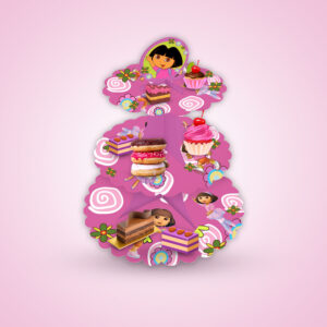 3 Tier Dora the Explorer Paper Cupcake Stand | Cardboard Cupcake Stand | Display Stands For Birthday Picnic Weddings Afternoon Tea Theme Party Decorations