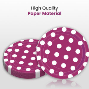 10X 23CM Purple Premium Quality Big Polka Dot Disposable Party Supply fancy paper plates 1