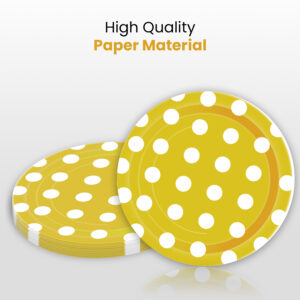 10X 23CM Yellow Eco friendly Big Polka Dot Disposable Paper Party Supply Plates 1