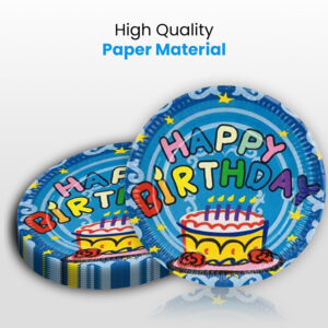 10X Blue Happy Birthday Cake Disposable Strong High Quality Paper Plates 1 1