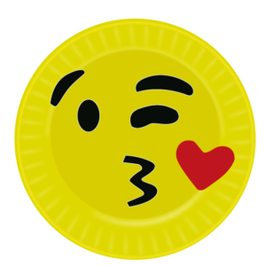 10X Emoji Wink Face Kisses Disposable Strong Heavy Duty Paper Plates