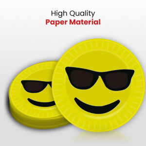 10X Emoji With Sunglasses Disposable Strong Heavy Duty 23CM Paper Plates 1 1