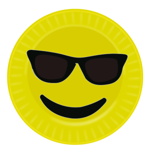 10X Emoji With Sunglasses Disposable Strong Heavy Duty Paper Plates