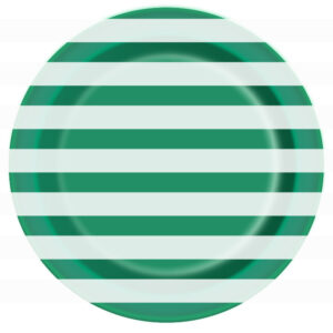 10X Green Stripes Disposable Strong High Quality Paper Plates Party Supplies