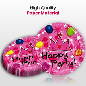 10X Pink Crown Happy Party Disposable Strong High Quality Paper Plates 1