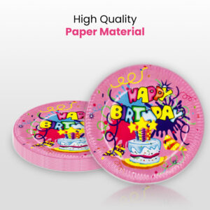 10X Pink Happy Birthday Cake Disposable Strong High Quality Paper Plates 1 1