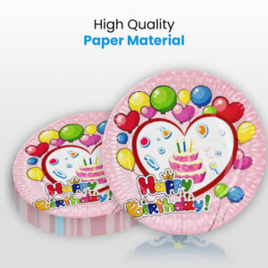 10X Pink Happy Birthday Heart Disposable Strong High Quality Paper Plates 1