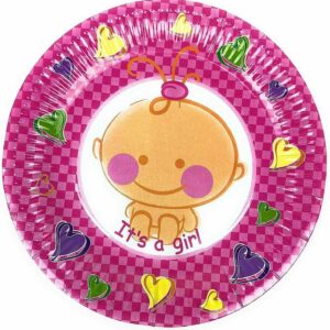 10X Pink Its A Girl New Born Disposable Strong Heavy Duty Paper Plates