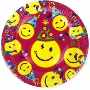 10X Red Emoji Disposable Strong Heavy Duty Paper Plates