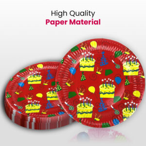 10X Red Happy Birthday Cake Disposable Strong High Quality Paper Plates 1 1
