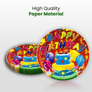 10X Red Happy Birthday Cake Disposable Strong High Quality Paper Plates 1 2