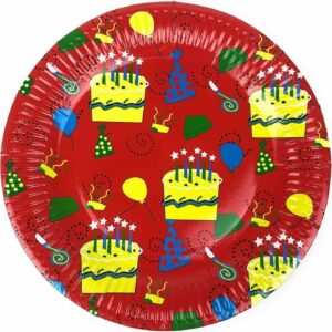 10X Red Happy Birthday multi Cake Disposable Strong High Quality Paper Plates