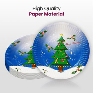 10X Tree In Snow Christmas Disposable Strong Heavy Duty 23CM Paper Plates 1 1