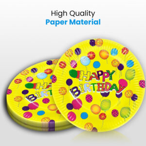 10X Yellow Happy Birthday Balloons Disposable Strong High Quality Paper Plates 1 1