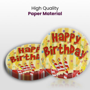 10X Yellow Happy Birthday Candle Disposable Strong High Quality Paper Plates 1 1