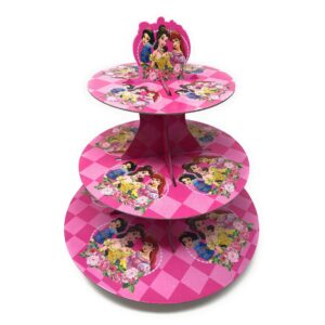 3 Tier Princesses Cupcake Stand Muffin Holder Cartoon Disney Birthday Kids Party Tree Rack 1