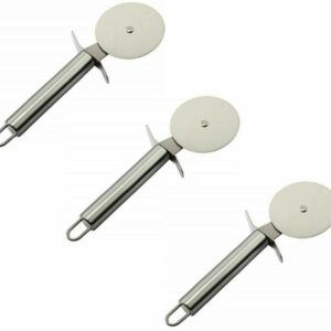 3 X PROFESSIONAL PIZZA CUTTER SINGLE BLADE STAINLESS STEEL CUTTING 20.5cm UK 1