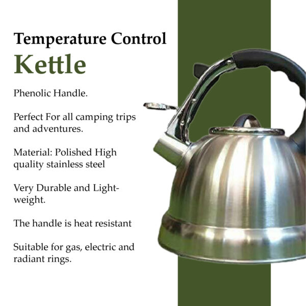 3L Stainless Steel Whistling Kettle Teapot Electric Stove Gas Hobs Camping 