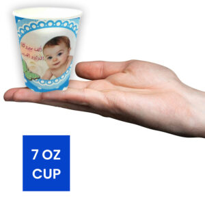30X Blue Baby Girl Photo Disposable Tea Coffee Hot Cold Drinks Party Wedding Strong Paper Cups 1