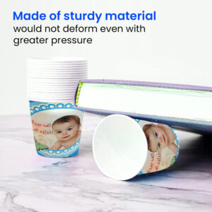 30X Blue Baby Girl Photo Disposable Tea Coffee Hot Cold Drinks Party Wedding Strong Paper Cups 6