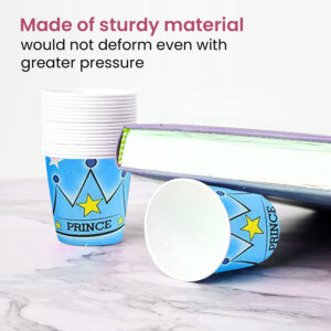 30X Blue Crowned Prince Time Disposable Tea Coffee Hot Cold Drinks Party Wedding Strong Paper Cups 1