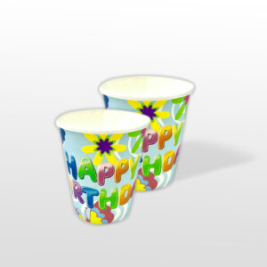 30X Blue Happy Birthday Flower Disposable Tea Coffee Hot Cold Drinks Party Wedding Strong Paper Cups 2