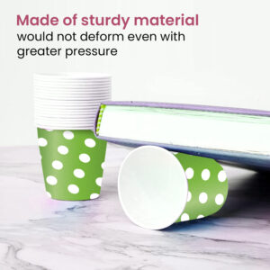 30X Green Polka Dot Disposable Tea Coffee Hot Cold Drinks Party Wedding Strong Paper Cups 1
