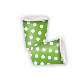 30X Green Polka Dot Disposable Tea Coffee Hot Cold Drinks Party Wedding Strong Paper Cups 6