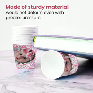 30X Pink Baby Girl Photo Disposable Tea Coffee Hot Cold Drinks Party Wedding Strong Paper Cups 7