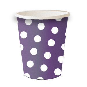 30X Purple Polka Dot Disposable Tea Coffee Hot Cold Drinks Party Wedding Strong Paper Cups